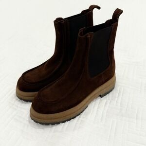 Calia Brown Suede Chelsea Boots Chunky Lug Sole Moc Toe Mens 11 Ocala